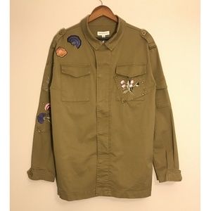 Dance & Marvel NWT Floral Embroidered Studded Utility Jacket